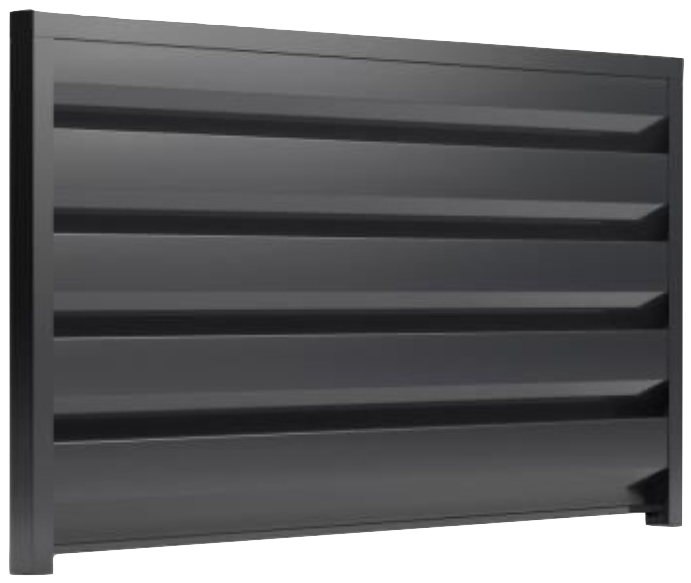 Забор жалюзи Slider — вид сзади, двойная ламель · пресс ламель