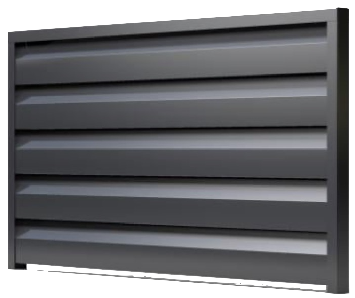 Забор жалюзи Slider — вид спереди, двойная ламель · пресс ламель